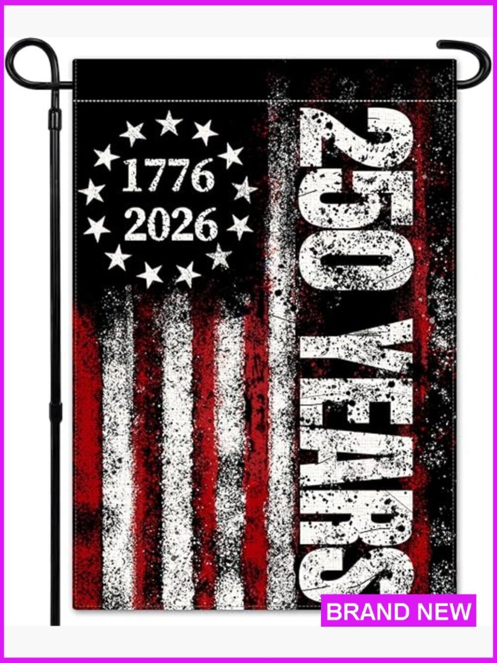 250th Anniversary Garden Flag USA Patriotic Double-Sided Burlap Outdoor Lawn
